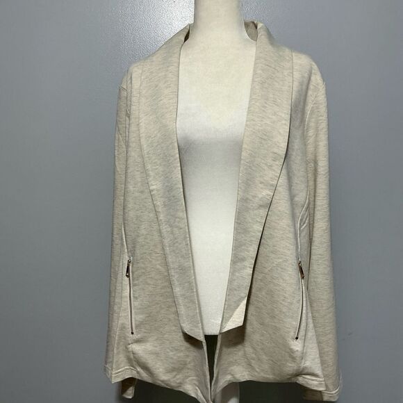 Tart Collections Heathered Oatmeal Front Shawl Collar Jacket Size 4X - Picture 1 of 6